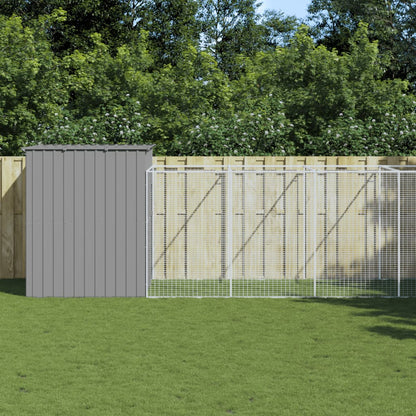 vidaXL Dog House Light grey Galvanized steel Large Durable Dog House