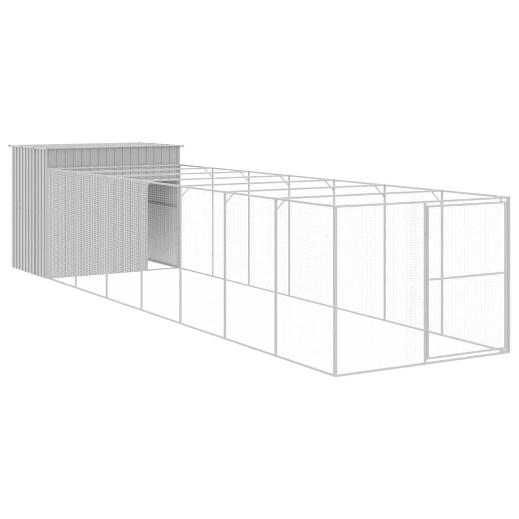 vidaXL Dog House Light Grey Galvanized Steel 84.3x341.3x71.3 in Durable