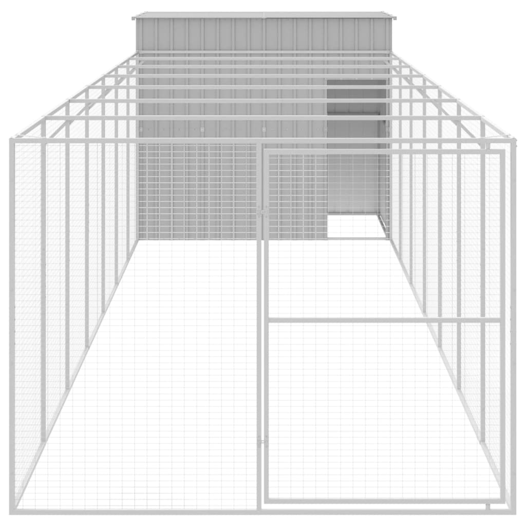 vidaXL Dog House Light Grey Galvanized Steel 84.3x341.3x71.3 in Durable