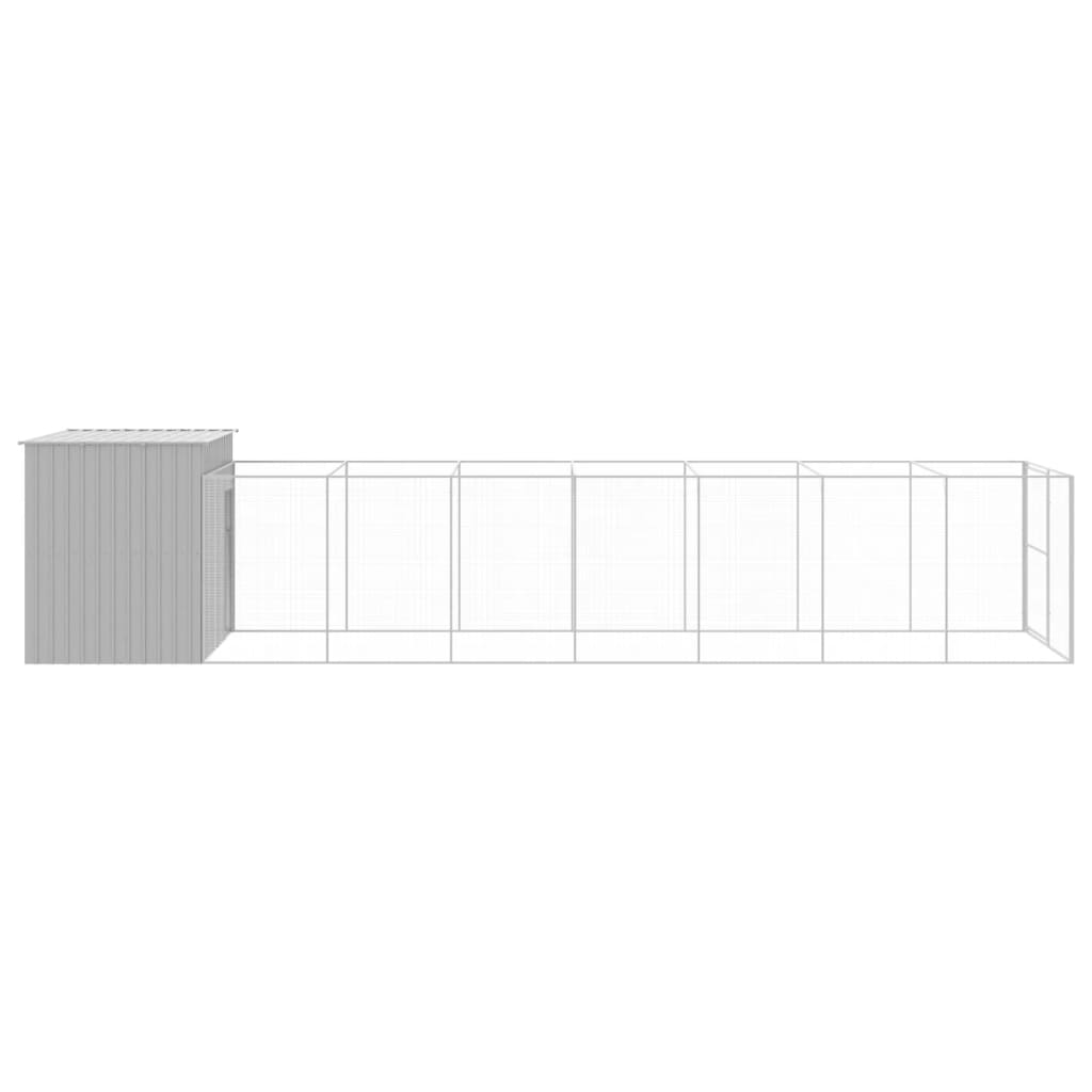 vidaXL Dog House Light Grey Galvanized Steel 84.3x341.3x71.3 in Durable