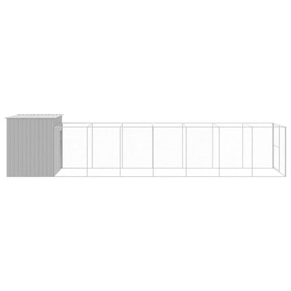 vidaXL Dog House Light Grey Galvanized Steel 84.3x341.3x71.3 in Durable