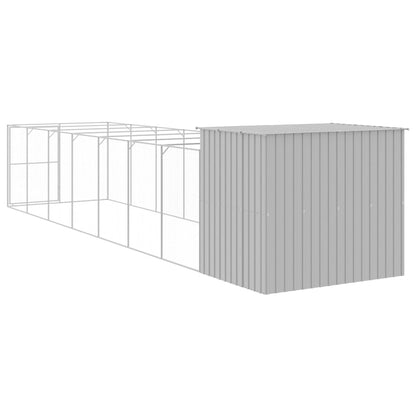 vidaXL Dog House Light Grey Galvanized Steel 84.3x341.3x71.3 in Durable