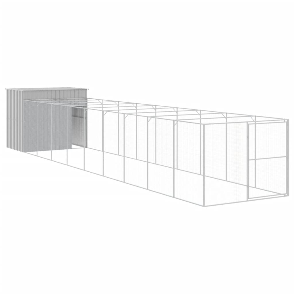 vidaXL Dog House Light Grey Galvanized Steel Large Durable Dog House