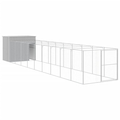vidaXL Dog House Light Grey Galvanized Steel Large Durable Dog House