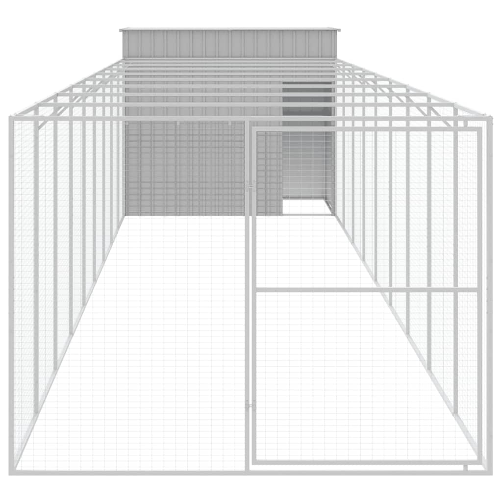 vidaXL Dog House Light Grey Galvanized Steel Large Durable Dog House