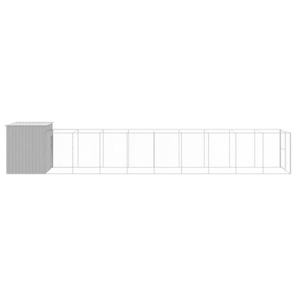 vidaXL Dog House Light Grey Galvanized Steel Large Durable Dog House