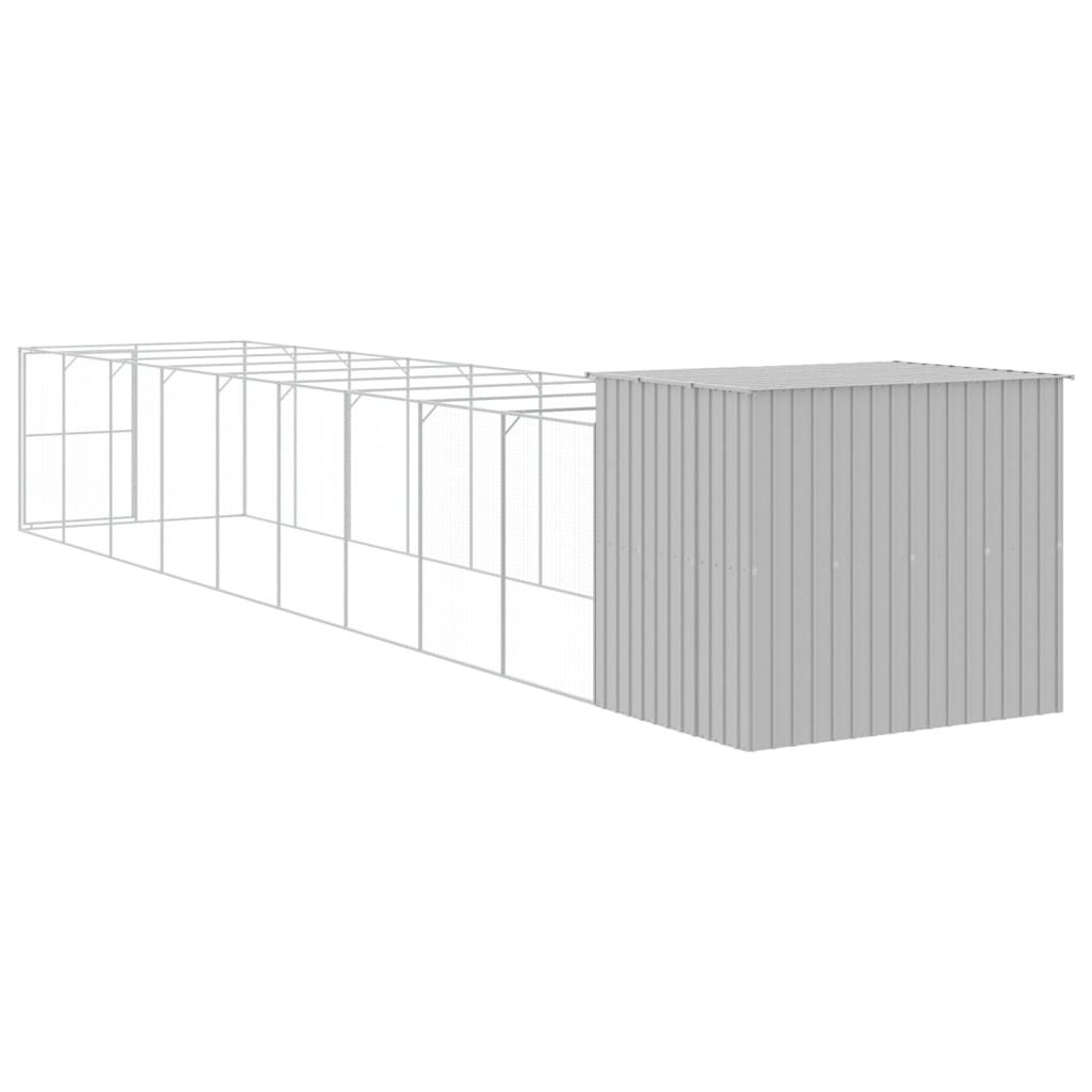 vidaXL Dog House Light Grey Galvanized Steel Large Durable Dog House