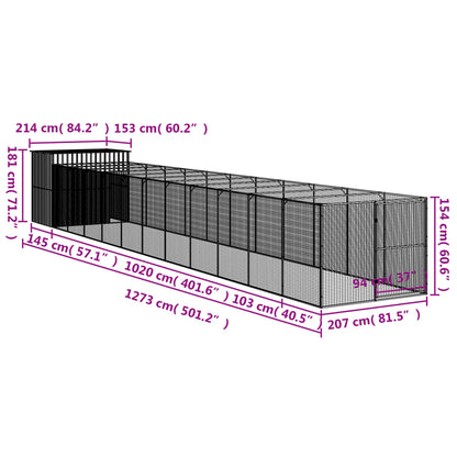 vidaXL Dog House Light grey Galvanized steel Extra Large Durable