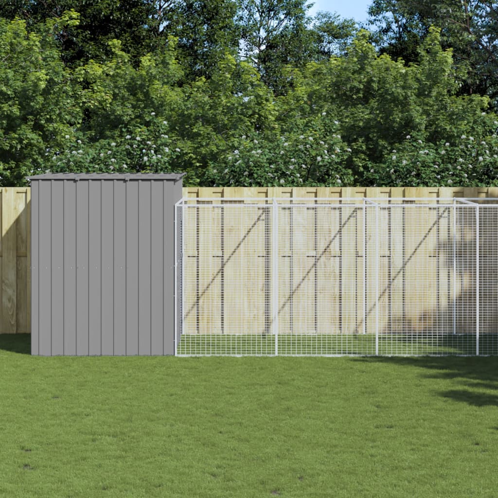 vidaXL Dog House Light grey Galvanized steel Extra Large Durable