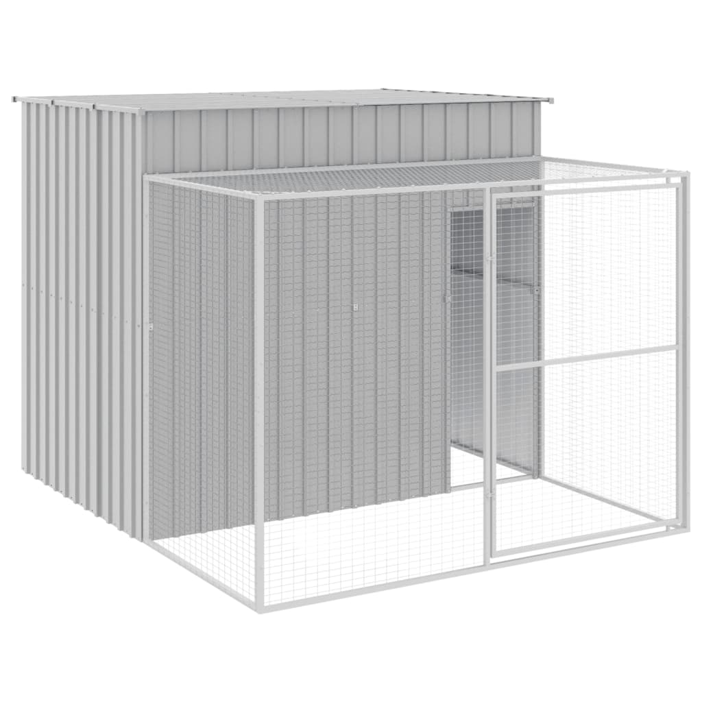 vidaXL Dog House Light Grey Galvanized Steel Large Durable Dog House