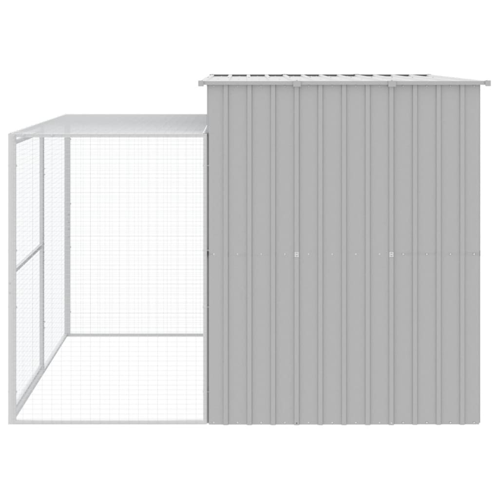 vidaXL Dog House Light Grey Galvanized Steel Large Durable Dog House