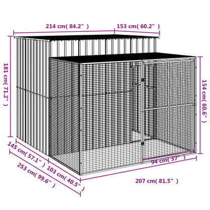 vidaXL Dog House Light Grey Galvanized Steel Large Durable Dog House