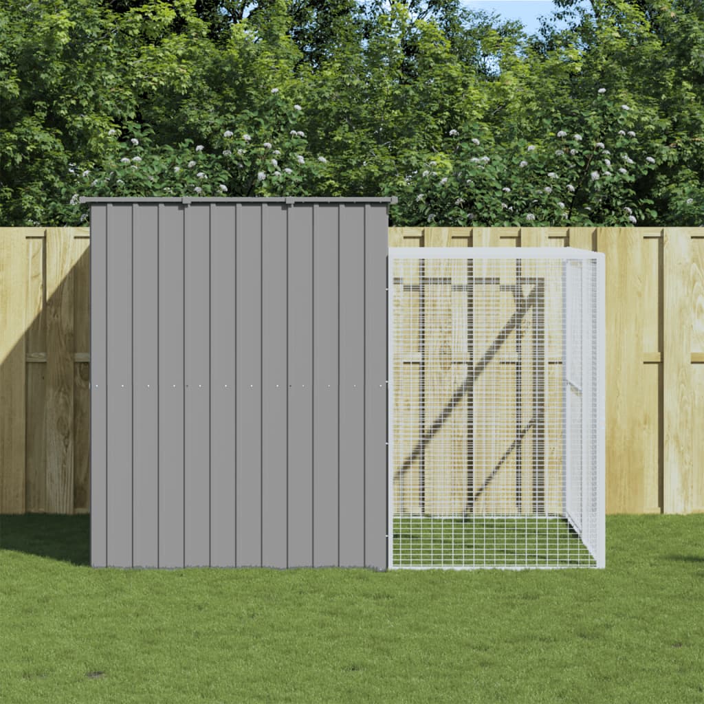 vidaXL Dog House Light Grey Galvanized Steel Large Durable Dog House