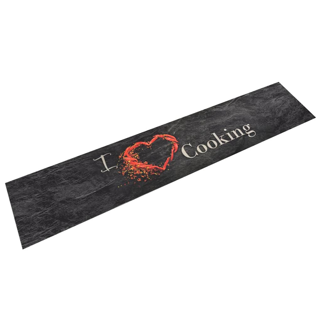 Kitchen Rug | Black | Velvet | 60x300 cm | Non-slip | Kitchen Rug