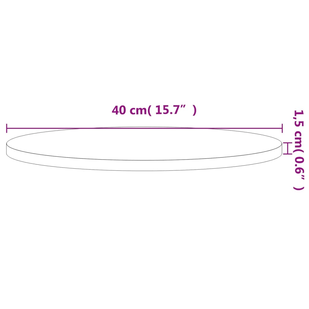 Table Top Ø40x1.5 cm Round Solid Wood Beech