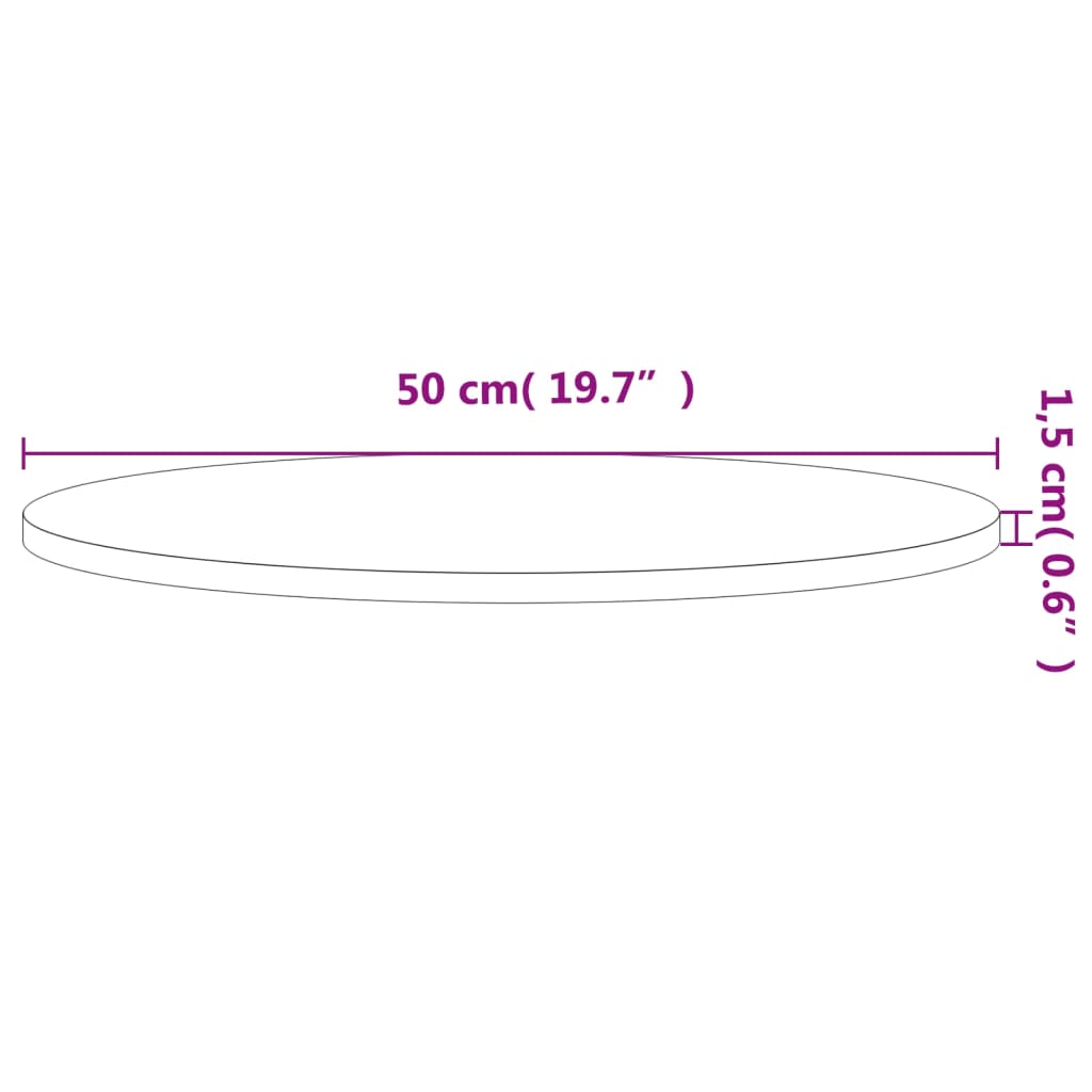 Table Top Ø50x1.5 cm Round Solid Wood Beech