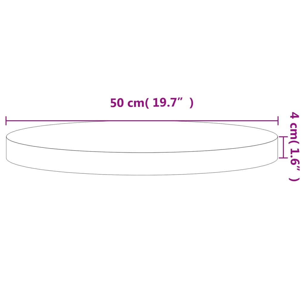 Table Top Ø50x4 cm Round Solid Wood Beech