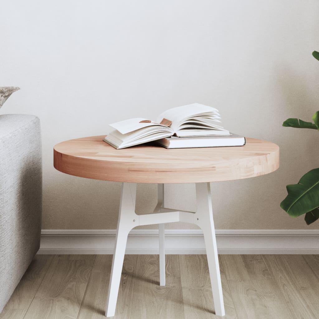 Table Top Ø50x4 cm Round Solid Wood Beech