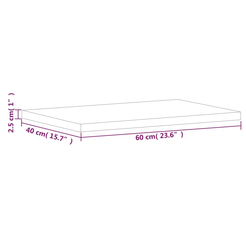 Bathroom Countertop 60x40x2.5 cm Solid Wood Beech