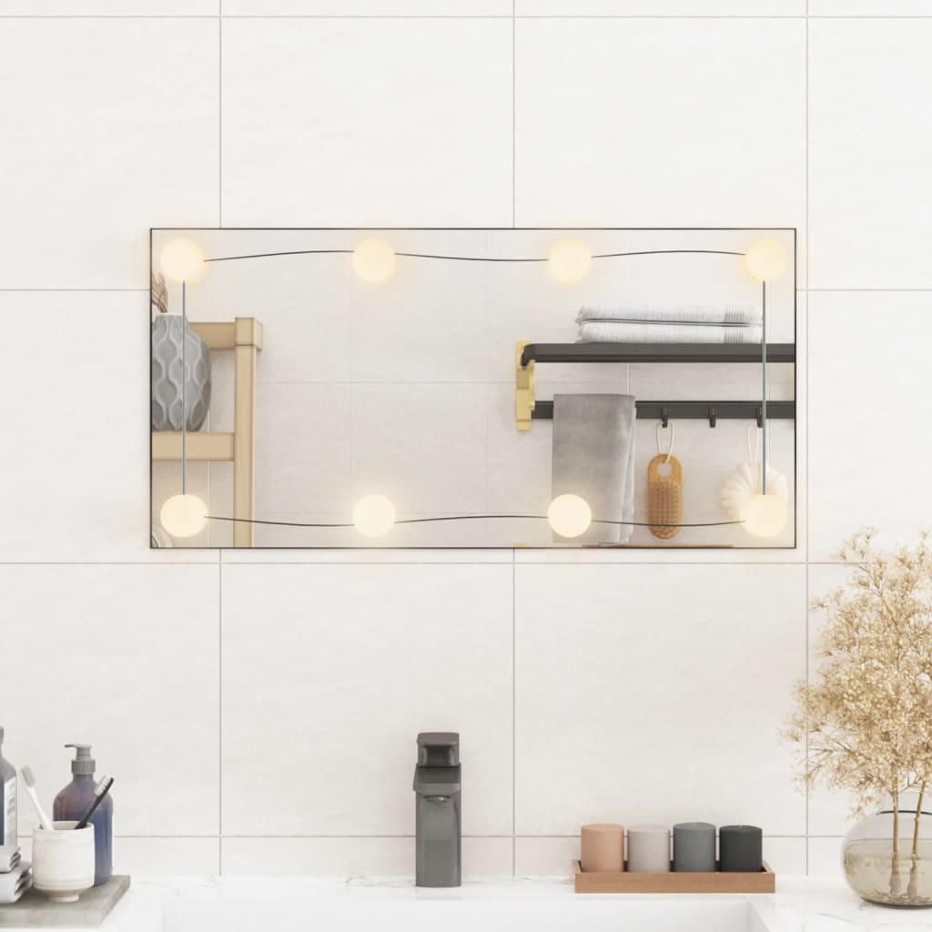 Wall Mirror with LED Lights 30x60 cm Glass Rectangle