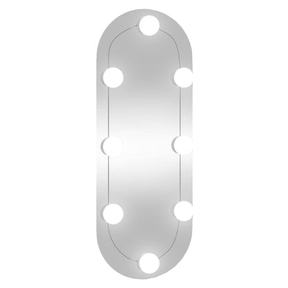 Wall Mirror with LED Lights 20x50 cm Glass Oval