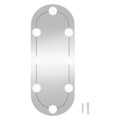 Wall Mirror with LED Lights 20x50 cm Glass Oval