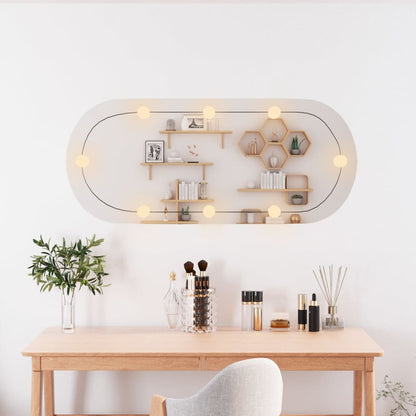 Wall Mirror with LED Lights 25x60 cm Glass Oval