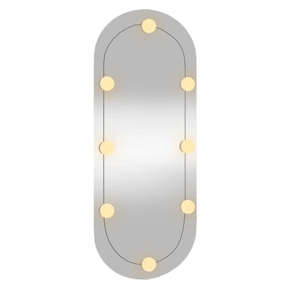 Wall Mirror with LED Lights 30x70 cm Glass Oval