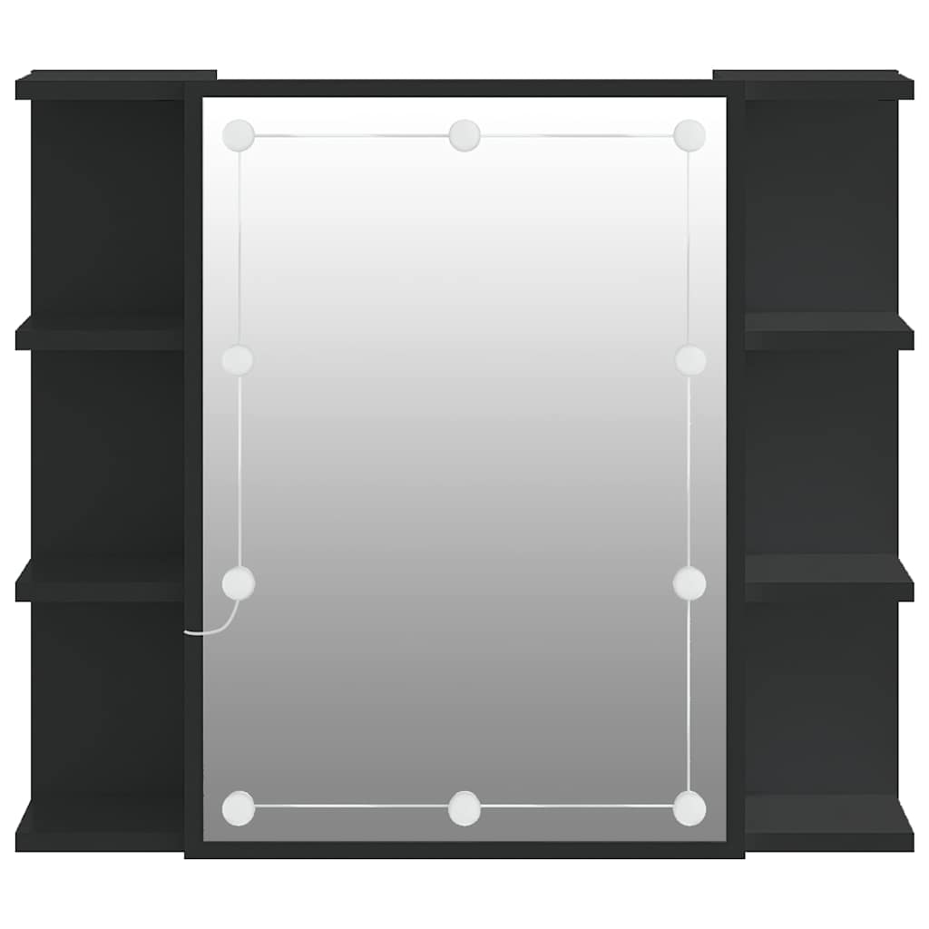 Mirror Cabinet with LED Black 70x16.5x60 cm