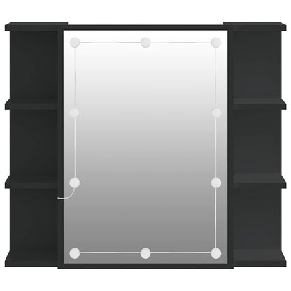 Mirror Cabinet with LED Black 70x16.5x60 cm