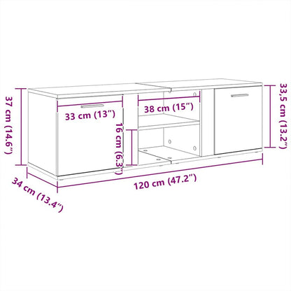 TV Cabinet Smoked Oak 120x34x37 cm Engineered Wood