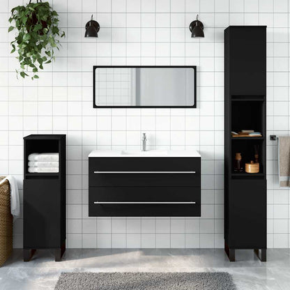 Bathroom Cabinet With Mirror | Black | Engineered Wood | Medium