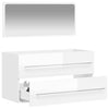 Bathroom Cabinet with Mirror High Gloss White Engineered Wood