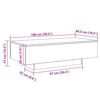 Coffee Table Grey Sonoma 100x49.5x31 cm Engineered Wood