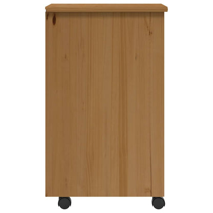 Rolling Cabinet with Drawers "MOSS" Honey Brown Solid Wood Pine
