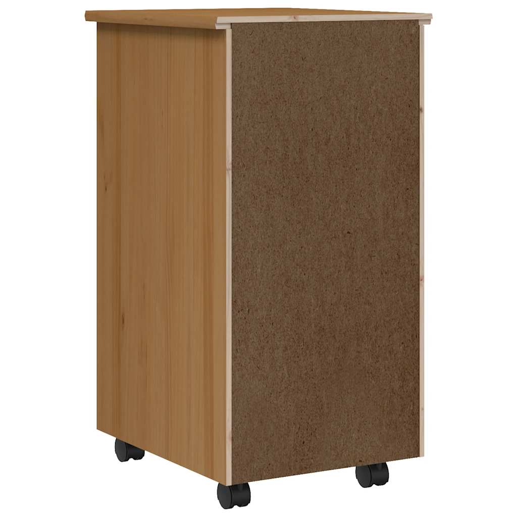Rolling Cabinet with Drawers "MOSS" Honey Brown Solid Wood Pine