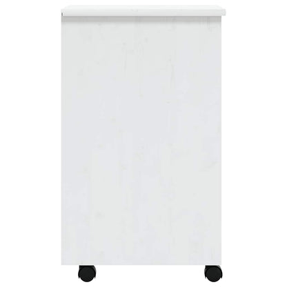 Rolling Cabinet with Drawers "MOSS" White Solid Wood Pine
