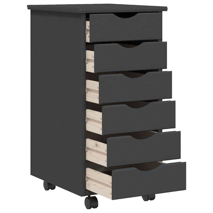 Rolling Cabinet with Drawers MOSS Grey Solid Wood Pine