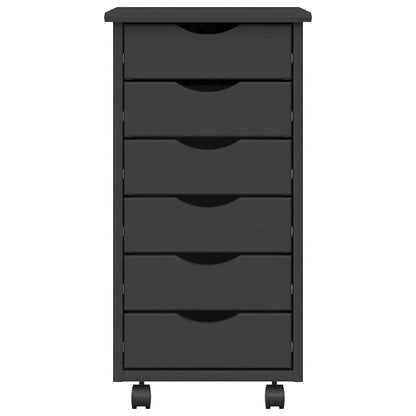 Rolling Cabinet with Drawers MOSS Grey Solid Wood Pine