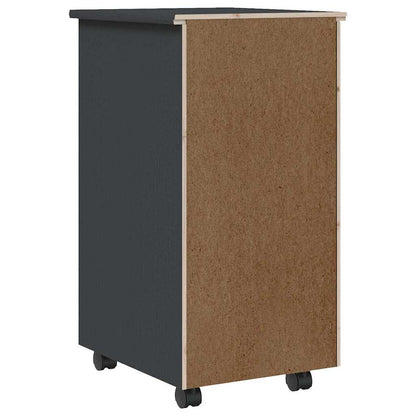 Rolling Cabinet with Drawers MOSS Grey Solid Wood Pine