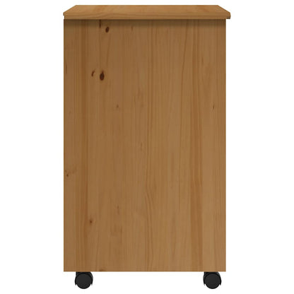 Rolling Cabinet with Drawers MOSS Honey Brown Solid Wood Pine