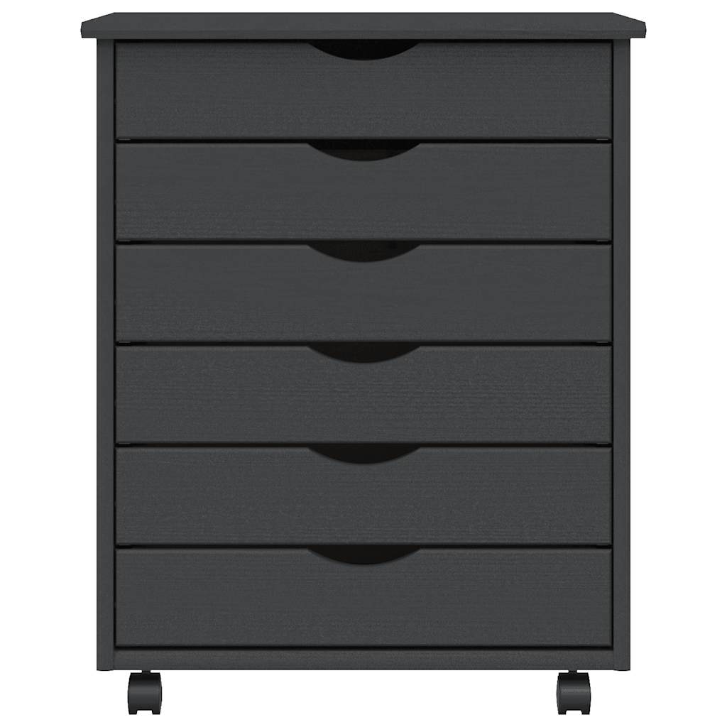 Rolling Cabinet with Drawers "MOSS" Grey Solid Wood Pine