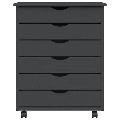 Rolling Cabinet with Drawers "MOSS" Grey Solid Wood Pine