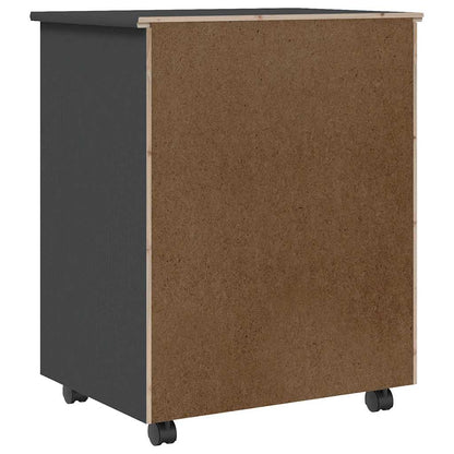 Rolling Cabinet with Drawers "MOSS" Grey Solid Wood Pine