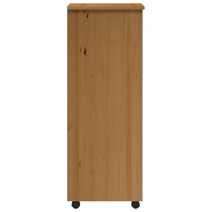 Rolling Cabinet with Drawers "MOSS" Honey Brown Solid Wood Pine