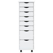Rolling Cabinet with Drawers MOSS White Solid Wood Pine