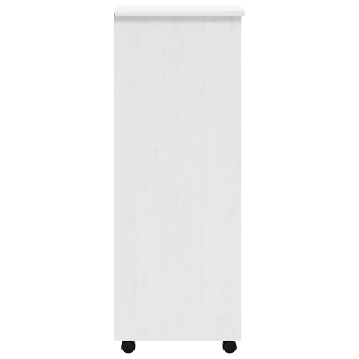 Rolling Cabinet with Drawers MOSS White Solid Wood Pine
