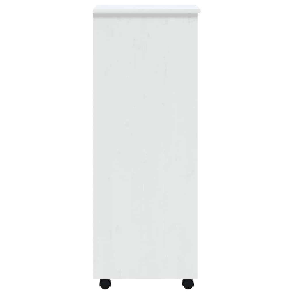 Rolling Cabinet with Drawers "MOSS" White Solid Wood Pine