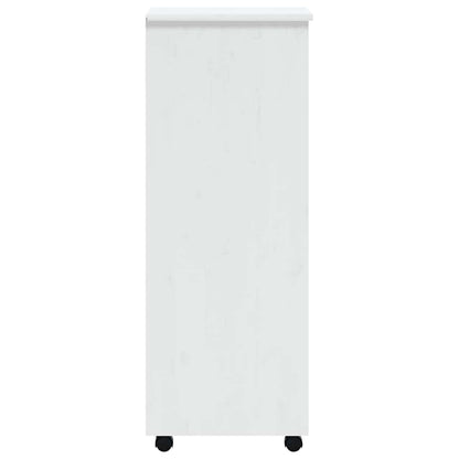 Rolling Cabinet with Drawers "MOSS" White Solid Wood Pine