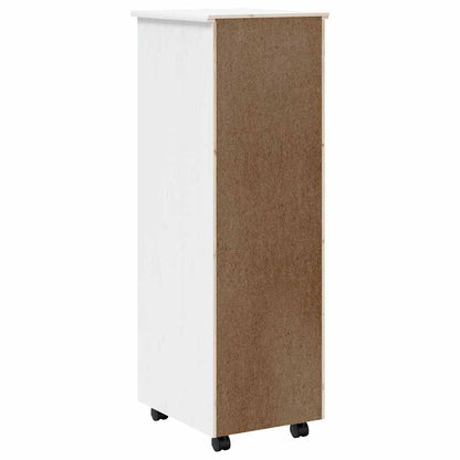 Rolling Cabinet with Drawers "MOSS" White Solid Wood Pine
